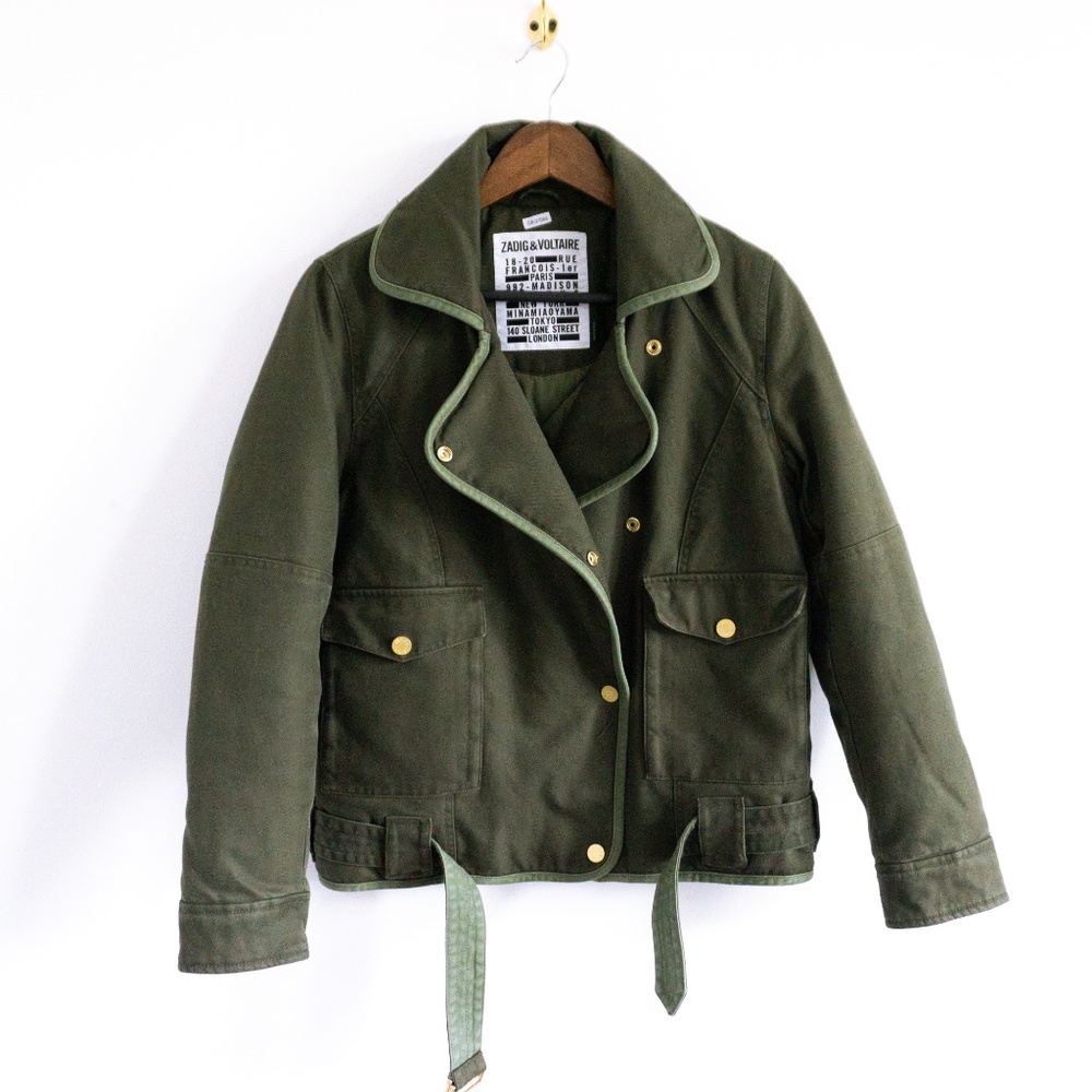 Olive Green Padded Moto Fall Jacket